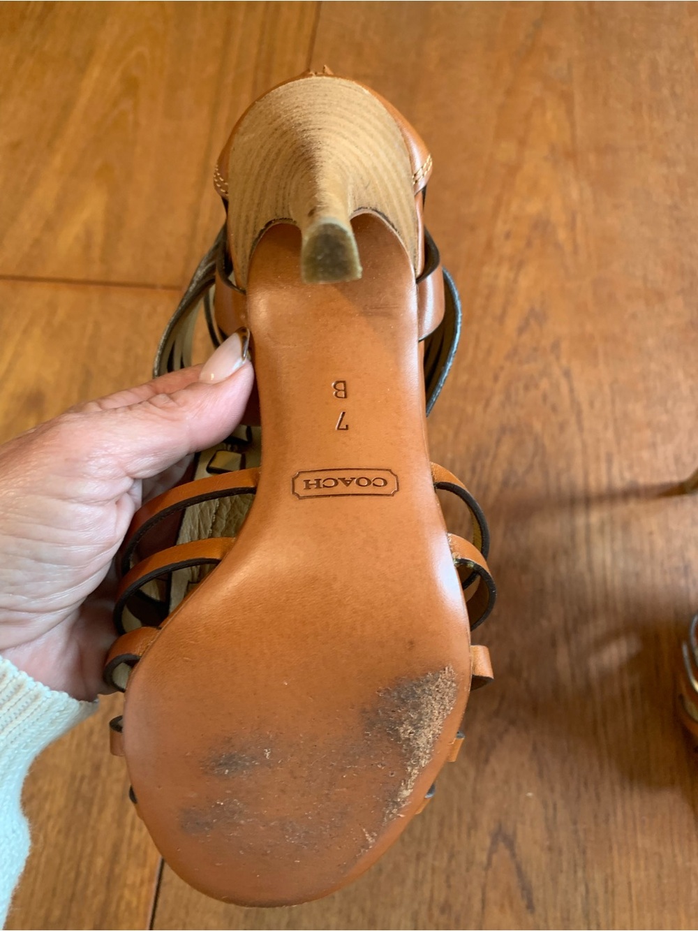 Coach Strappy High-Heel Sandals in Brown - Picture 9 of 14